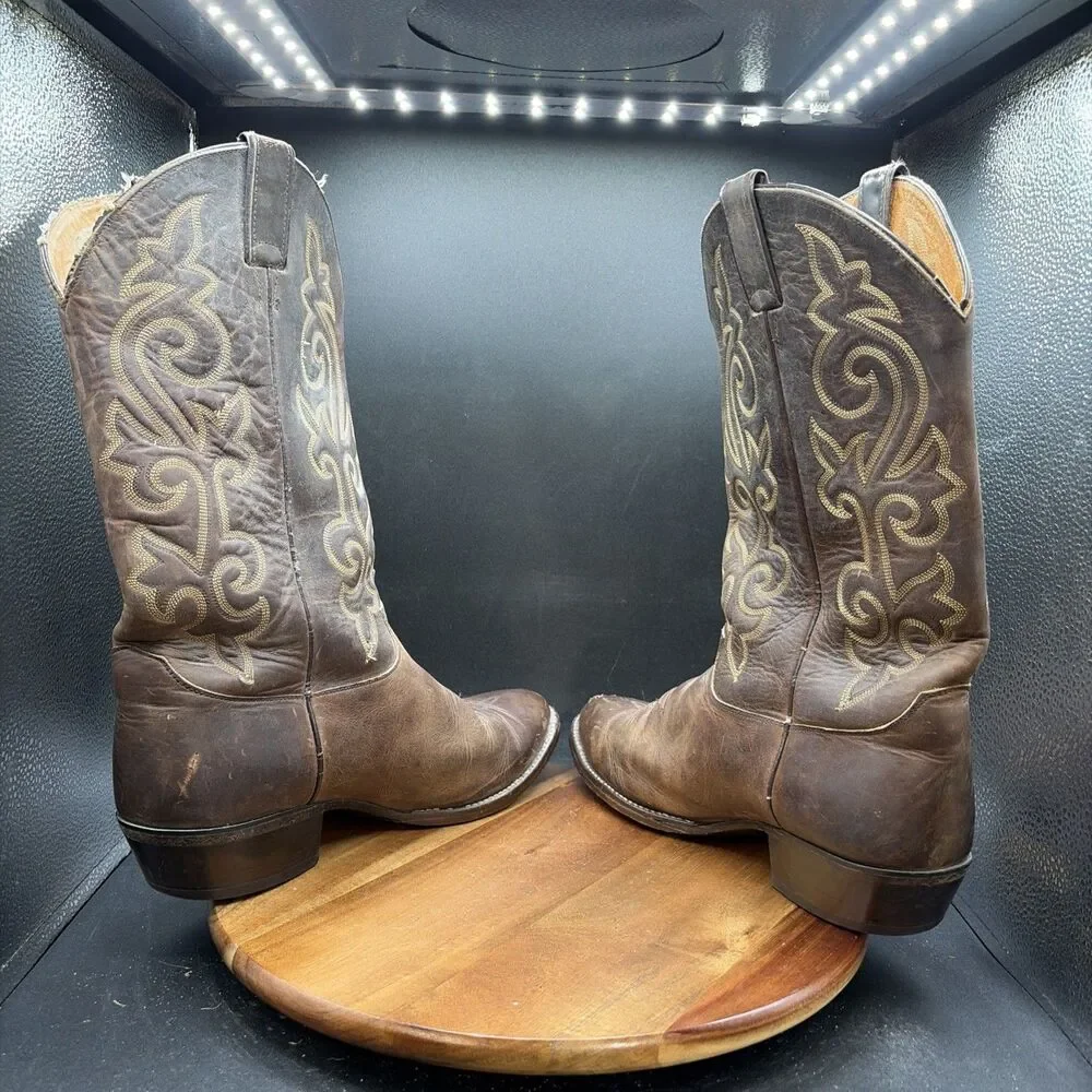 Justin 2253 Cowboy Boots Mens Size 12 EE Brown Buck Bay Apache Western Made USA